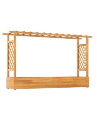 Outdoor 45 Inch Wooden Raised Planter Bed with Trellis