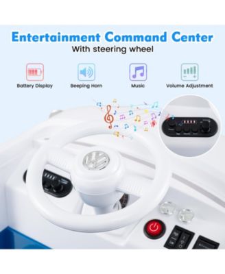 12V Ride On Car Licensed Volkswagen Ride-on Bus with Cup Holder and LED Headlights for 3+ Years Old-Blue