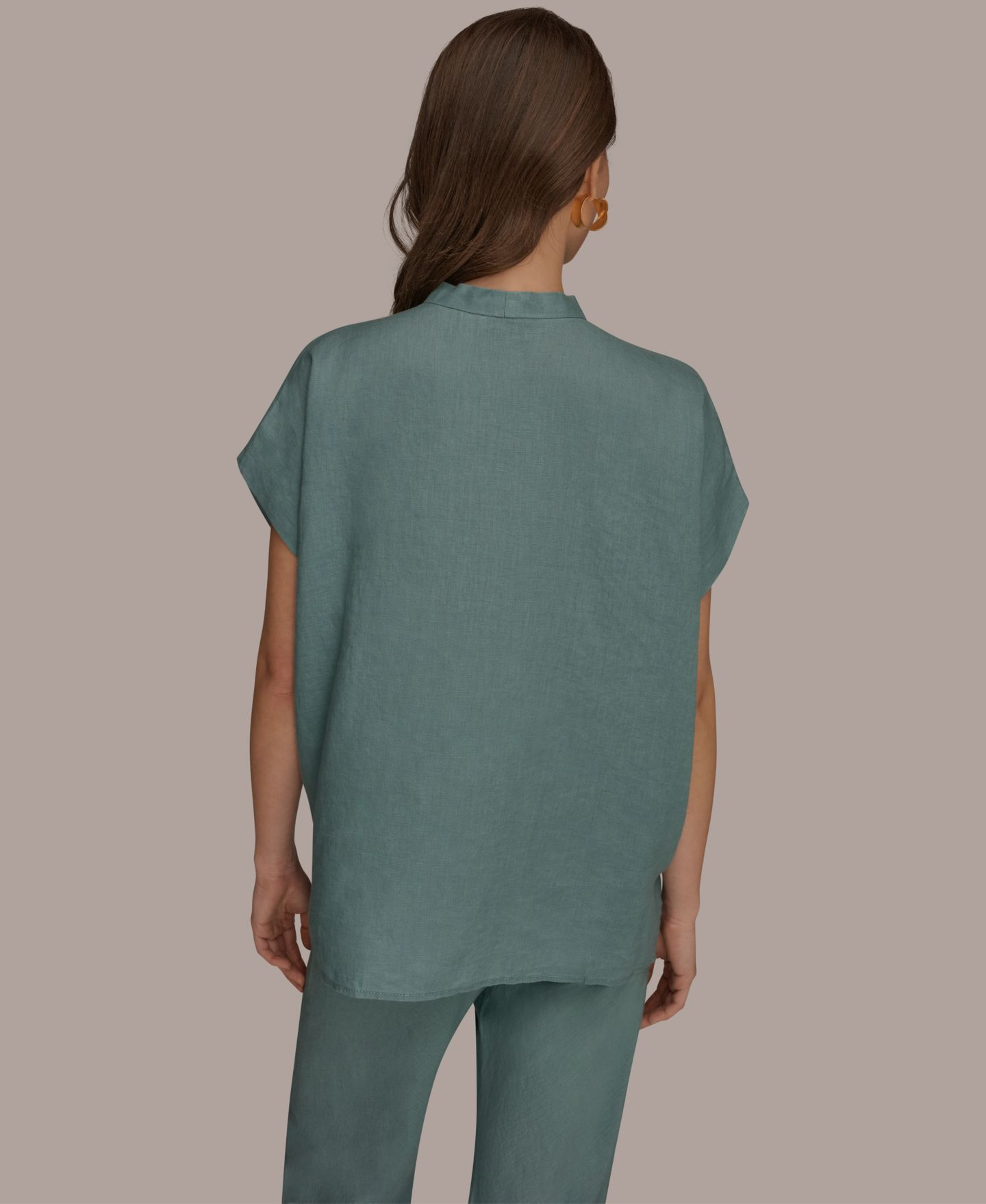 Женский топ Donna Karan Weekend Linen V-Neck Linen, цвет: Waterlily — фото 2