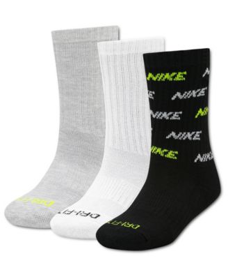 Kids' 5-7 Embroidered Logo Crew Socks, 3-Pack