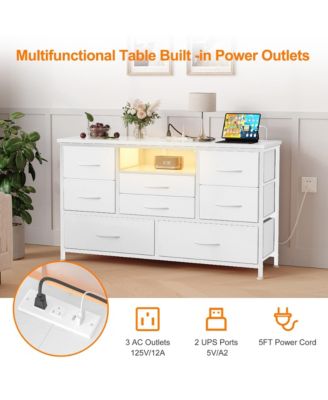 8-Drawer LED TV Stand with Power Outlet, 22 Color Lighting Media Console for 55-Inch TVs Storage Cabinet