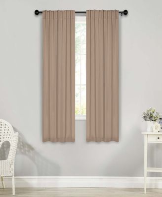 Solid Machine Room Darkening Blackout Curtains with Back Tabs, Set of 2