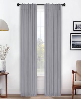 Solid Machine Room Darkening Blackout Curtains with Back Tabs, Set of 2