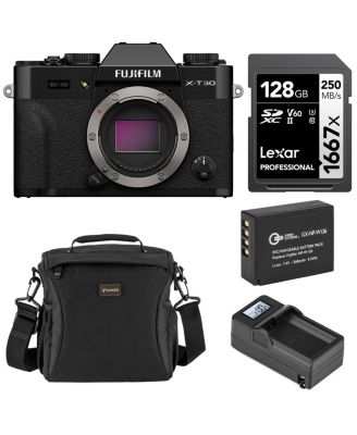 X-T30 III Mirrorless Camera, Black with NP-W126 Lithium-Ion Battery Pack, Compact Smart Charger Base, Smart Charger Plate, 1667x 128GB UHS-II
