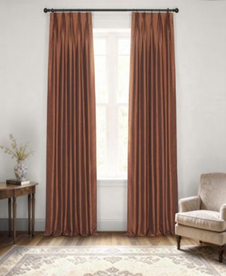 French Pleat Vintage Textured Faux Dupioni Silk Blackout Curtain
