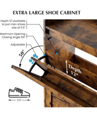 Large Shoe Cabinet – Freestanding Hidden Shoe Organizer with 4 Flip Drawers, Space-Saving Shoe Storage Rack for Hallway