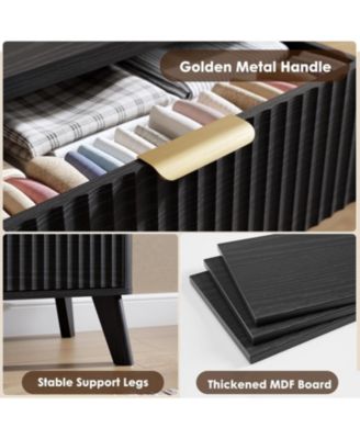 Fluted Dresser for Bedroom with 5 Deep Drawers, 47.2 in Tall Chest of Drawers, Curved Profile Design, Modern Wooden Dresser