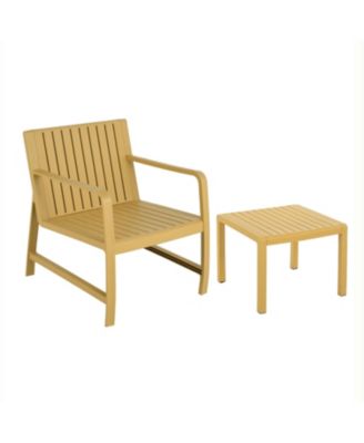 2 Piece Indoor Outdoor Furniture Set with Chair Coffee Table Waterproof PP Material Easy Assembly Patio Conversation Set