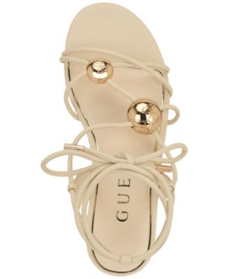 Women's Tabell Strappy Gold Dome Tie-Up Flat Sandals