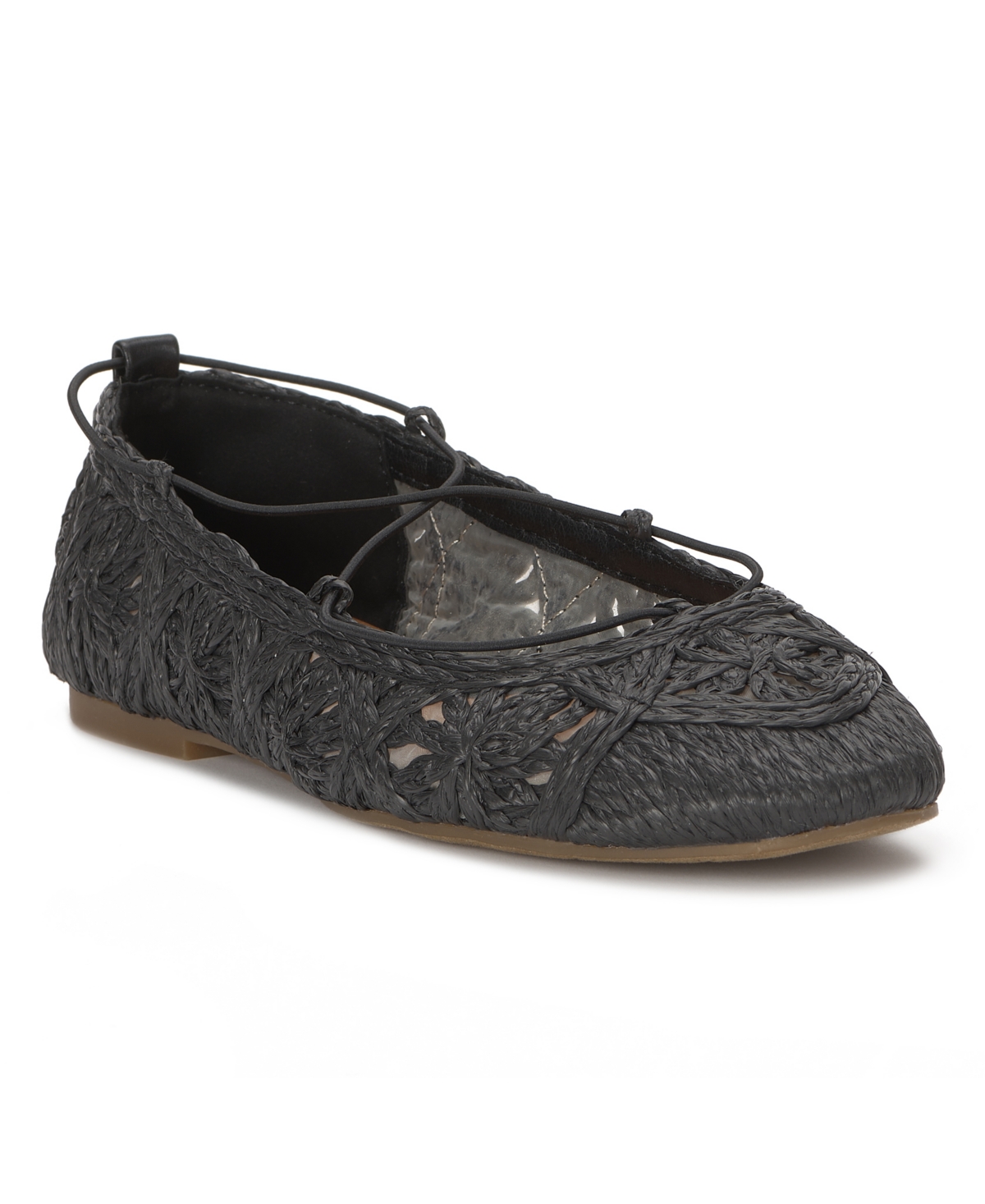 Lucky Brand Women's Tennyr Laced Criss-Cross Strap Raffia Ballet Flats
