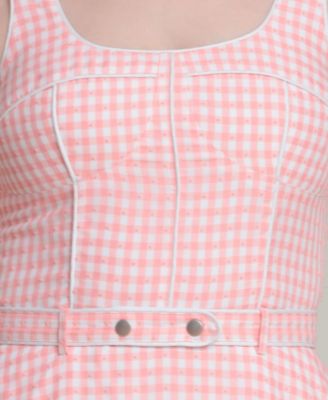 Women's Gingham Checkered Midi Dress