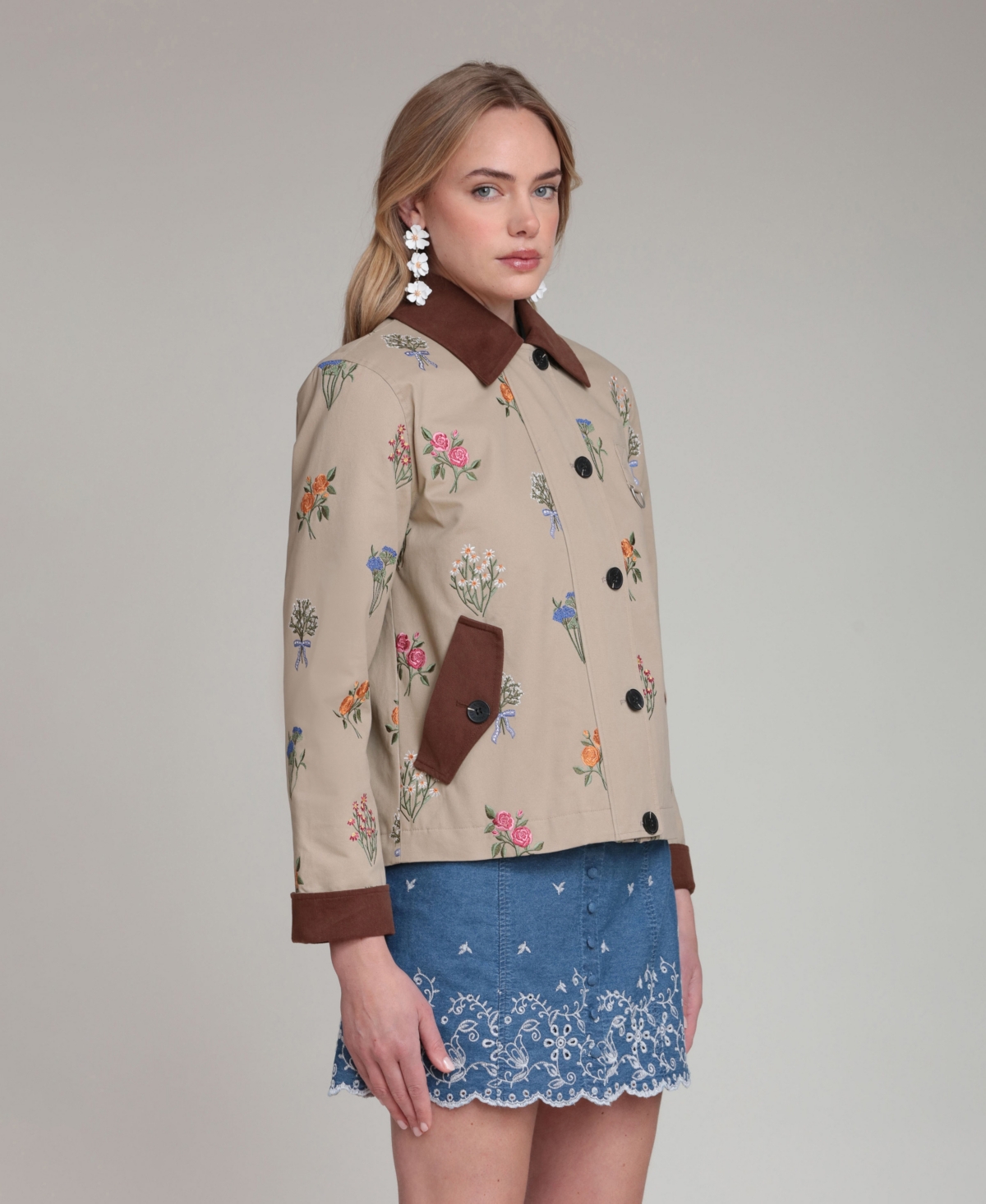 Avec Les Filles Women's Button Front Collared Jacket