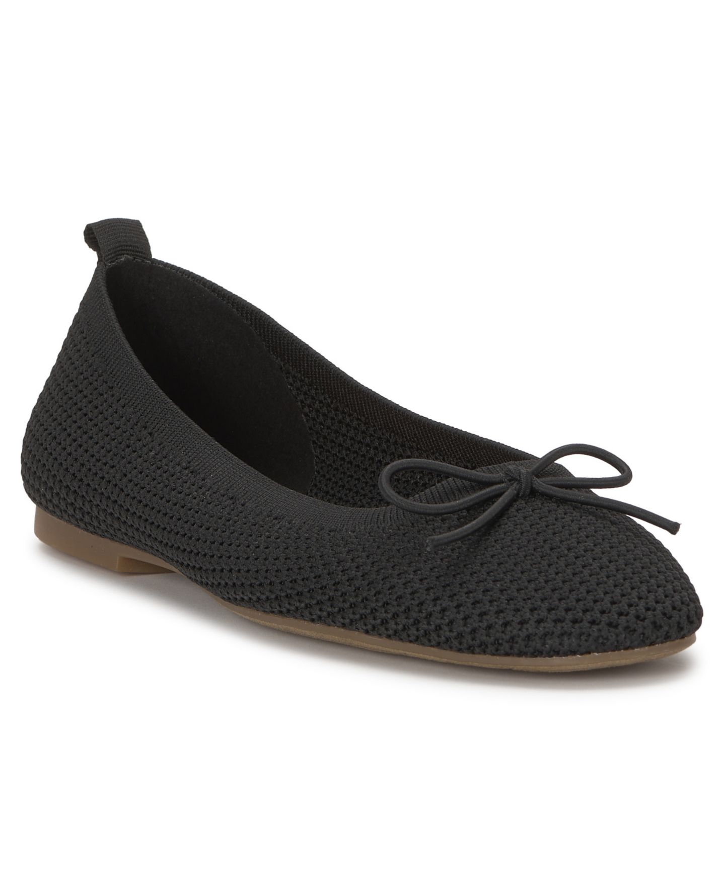 Женские балетки Lucky Brand Taneric Bow Slip-On Ballet Flats, цвет: Чёрный вязаный — фото 1