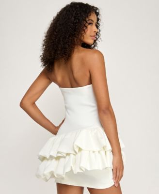 Juniors' Strapless Bubble Ruffle Dress