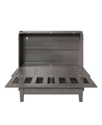 Solid Pine Wood Murphy Bed Chest with Charging Station, Queen