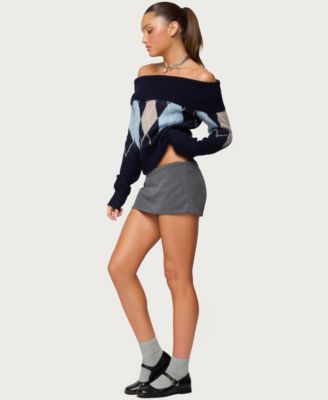 Women's Jakarie Argyle Foldover Sweater
