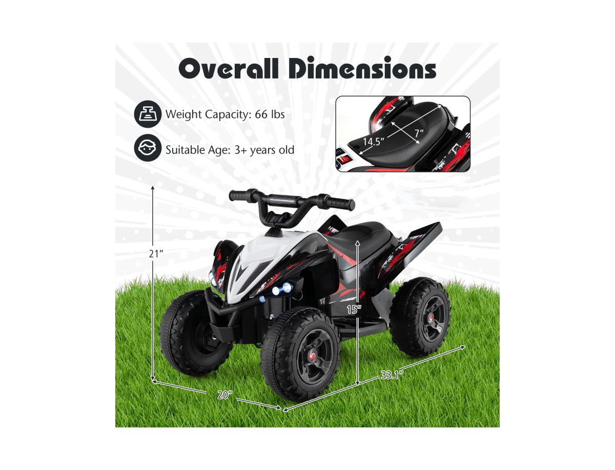 Slickblue 12V Kids Ride On Atv 4-Wheeler Quad with Led Lights & 7 Mph