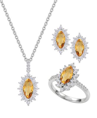 3-Pc. Amethyst (3 ct. t.w.) & Lab Grown White Sapphire (1-7/8 ct. t.w.) Ring, Earring & Necklace in Sterling Silver (also in Other Gemstones)