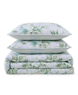 Floral Enchantment Cotton Reversible 3-Pc. Quilt Set, King