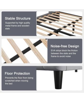 Size Velvet Bed Frame with Headboard and Footboard, Tufted Wingback Headboard Upholstered Platform Bed Strong Wooden Slats Easy Assembly