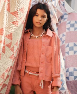 Girls' 7-16 Mini-Cable Square Neck Tank Top