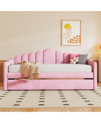 Twin Velvet Daybed with Trundle & USB Charging