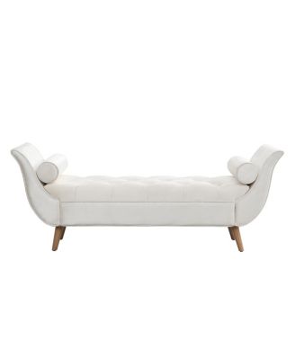 Upholstered Velvet Bench with 2 Pillows and Rolled Arms