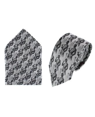 Men's Ambrose Dapper Night Silk Novelty Necktie and Pocket Square Set