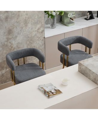 TS Modern decorative chair, living room side chair with gold legs, no wheels, 2PC