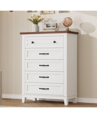 5 Dresser for Bedroom, 41.3 in Tall Vertical Drawer Dresser with Large Storage, Freestanding Wooden Closet Chest