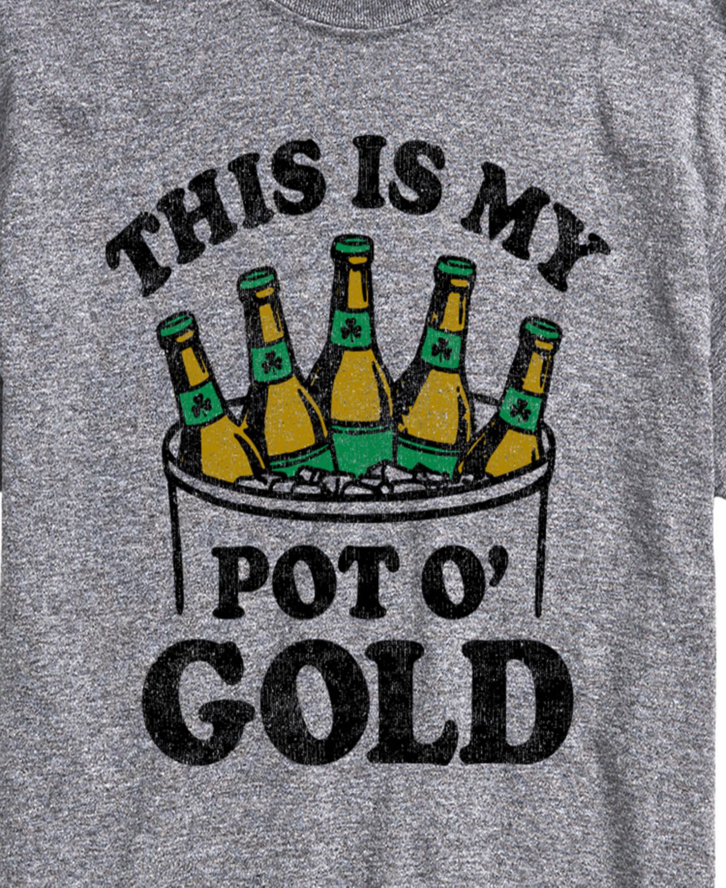 Мужская футболка AIRWAVES Instant Message Beer Pot O' Gold Short-Sleeve Graphic, цвет: Серый меланжевый — фото 3