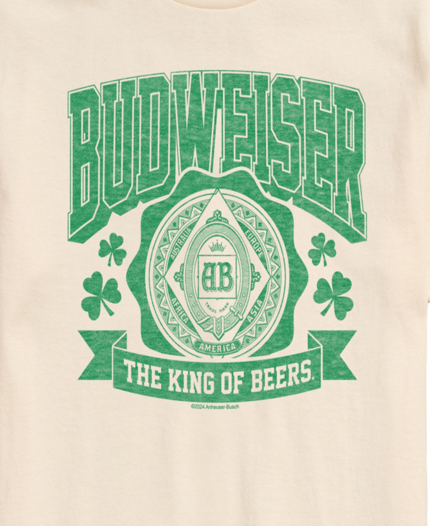 Мужская футболка AIRWAVES Budweiser Medallion St. Paddy's Short-Sleeve Graphic, цвет: Кремовый — фото 3