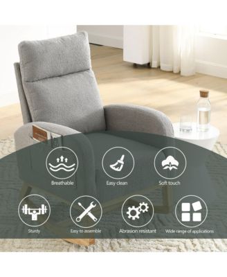 27.6W Modern Accent High Backrest Rocking Chair with Two Side Pockets 300LBS Capacity for Living Room Nursery