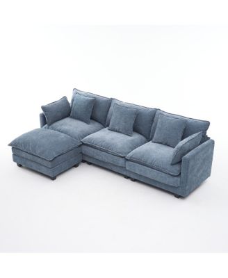 3-Seat Storage Ottoman Sectional Couch for Living Room