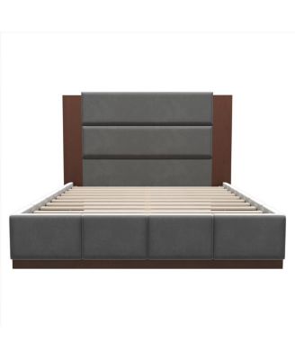Elegant Upholstered Platform Bed with Extended Headboard