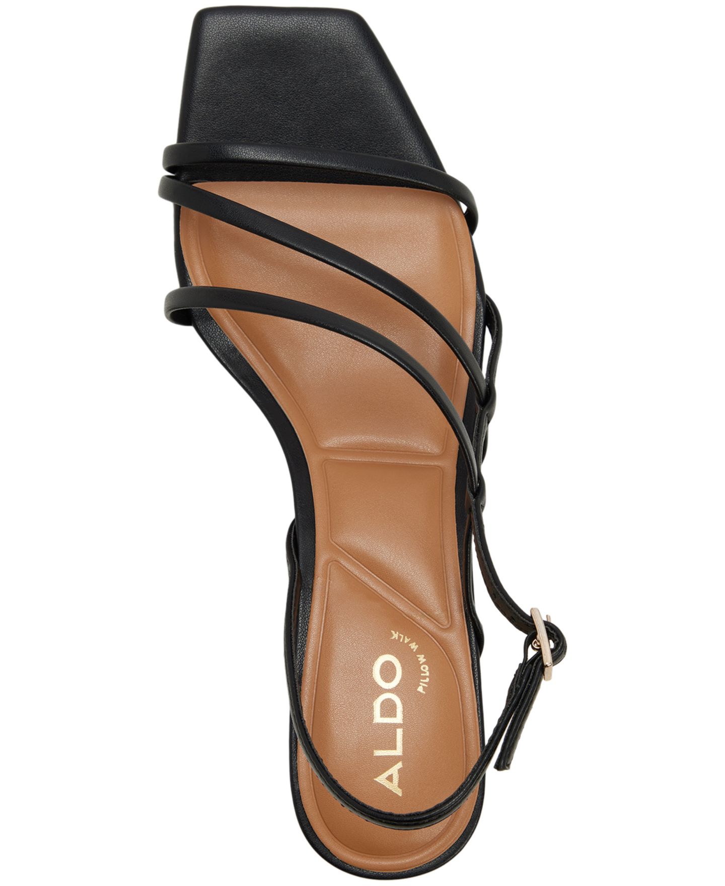 Женские сандалии ALDO Maegann Strappy Block Heel Dress Sandals, цвет: Чёрный гладкий — фото 4