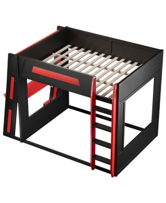 Wooden Gaming Bunk Bed with Desk, USB & LED Lights