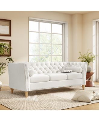 Elegant Transitional 3-Seat Sofa with Flared Arms & Nailhead Trim