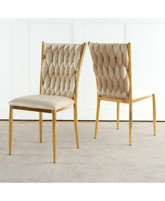 Streamdale Beige Velvet Dining Chair with Gold Legs (Set of 2)