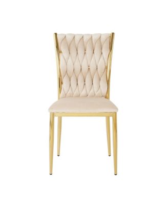 Streamdale Beige Velvet Dining Chair with Gold Legs (Set of 2)