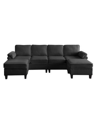 102" Contemporary L-Shaped Modular Sectional Sofa with Storage Ottoman