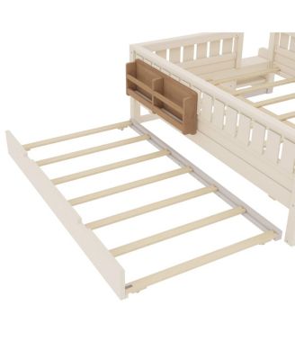 Bookshelf bed with stairs, safety rails, trundle