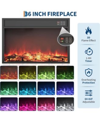  Farmhouse Fireplace TV Stand, Entertainment Center with Open Storage Cabinets for TVs