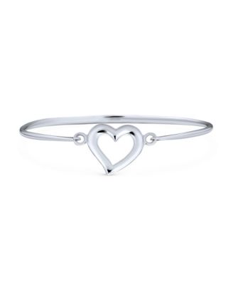 Romantic Open Heart Bangle Bracelet .925 Sterling Silver