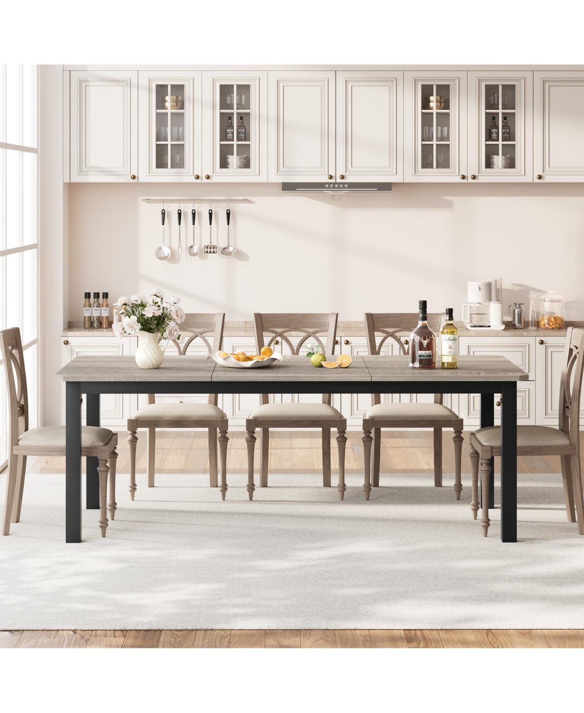 gaomon 79" Large Dining Table for 6–8 People, 0.6" Thick Wooden Top Sturdy Metal Legs , Family-Safe Rounded Corners