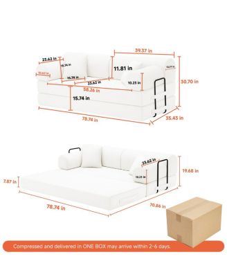 Convertible Sleeper Sofa Bed with Pillow, Corduroy Folding Mattress Couch