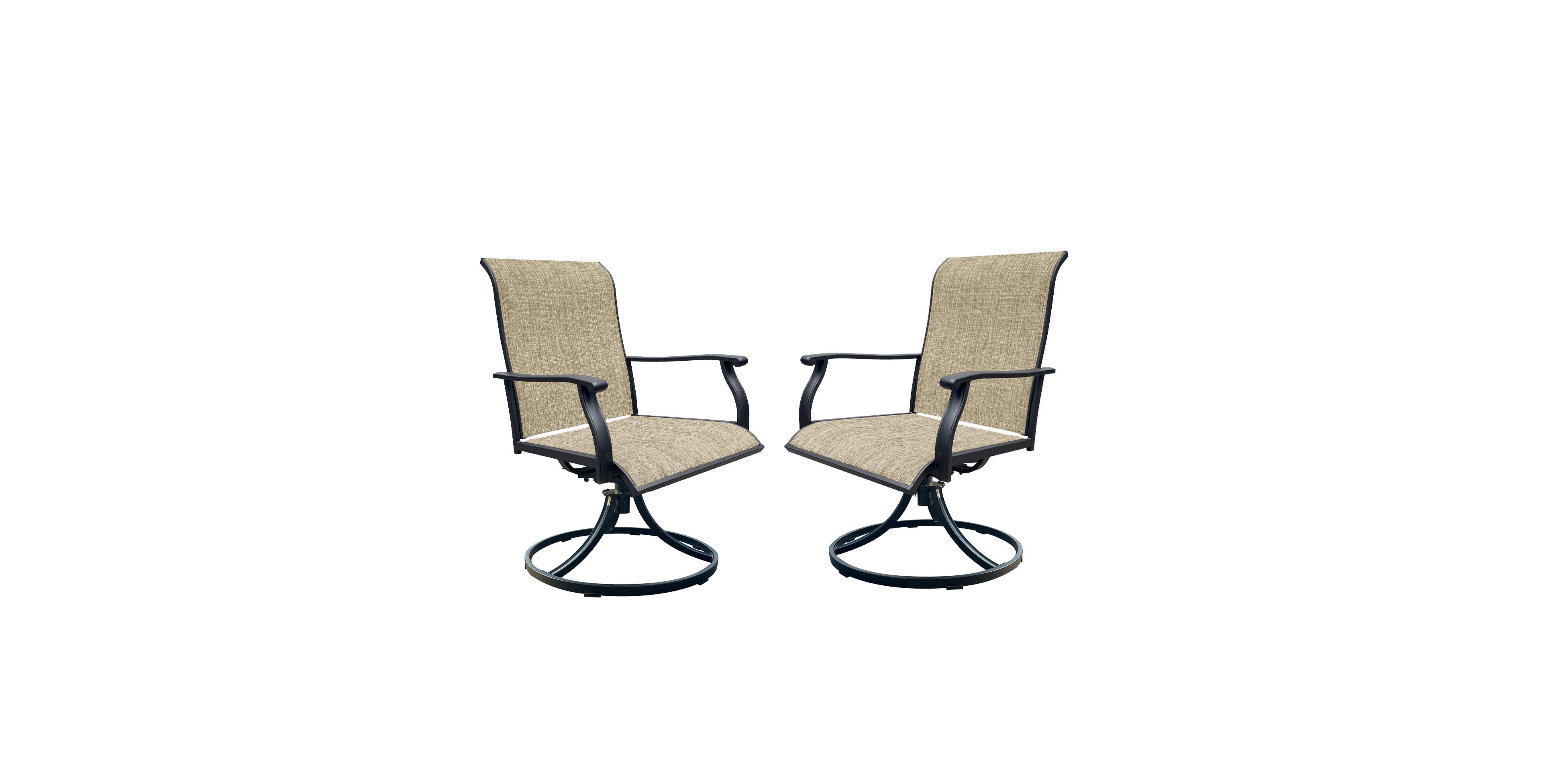 Flynama Set of 2 Outdoor Swivel Dining Chairs Breathable Textilene Patio Lawn Chairs with 360° Swivel for Front Porch Backyard Deck
