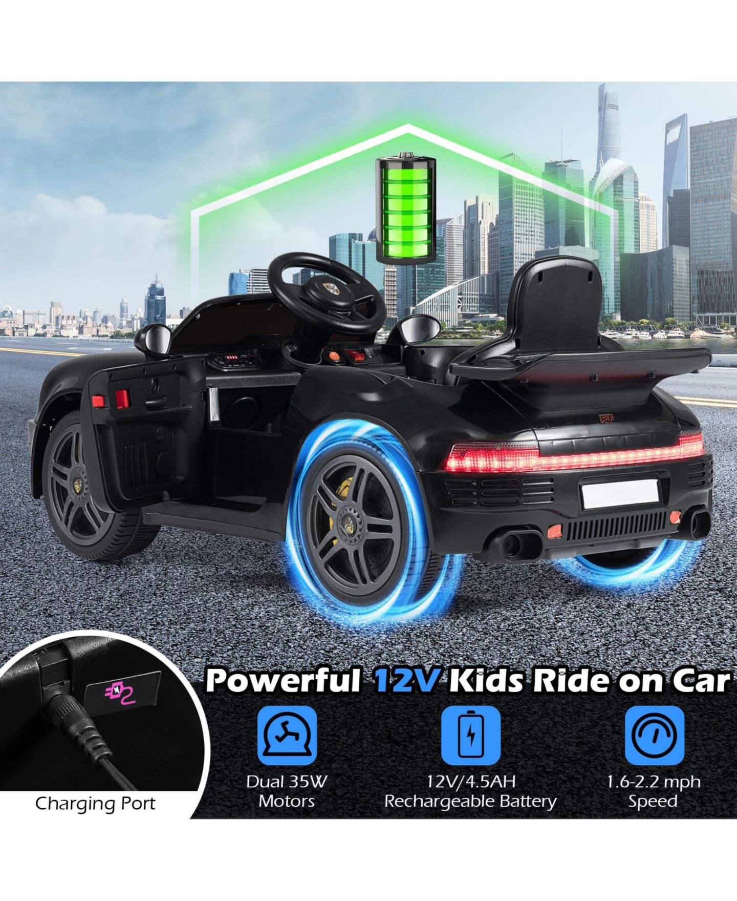 Детская игрушка Mecale 12V Electric Ruf Ctr Remote Control Ride-On Car, Ages 3+, цвет: Чёрный — фото 5