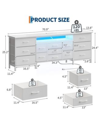 70 Inch TV Stand with Drawers and Outlet, Long Entertainment Center for 65 75 80 Inch TV, Fabric Dresser Media Console