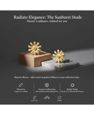 Dainty 14K Gold Plated Cubic Zirconia Flower Stud Earrings